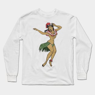 I'm just here to get laid! Hawaii Hawaiian Lei Bikini Hula Girl Vintage Distressed Graphic Long Sleeve T-Shirt